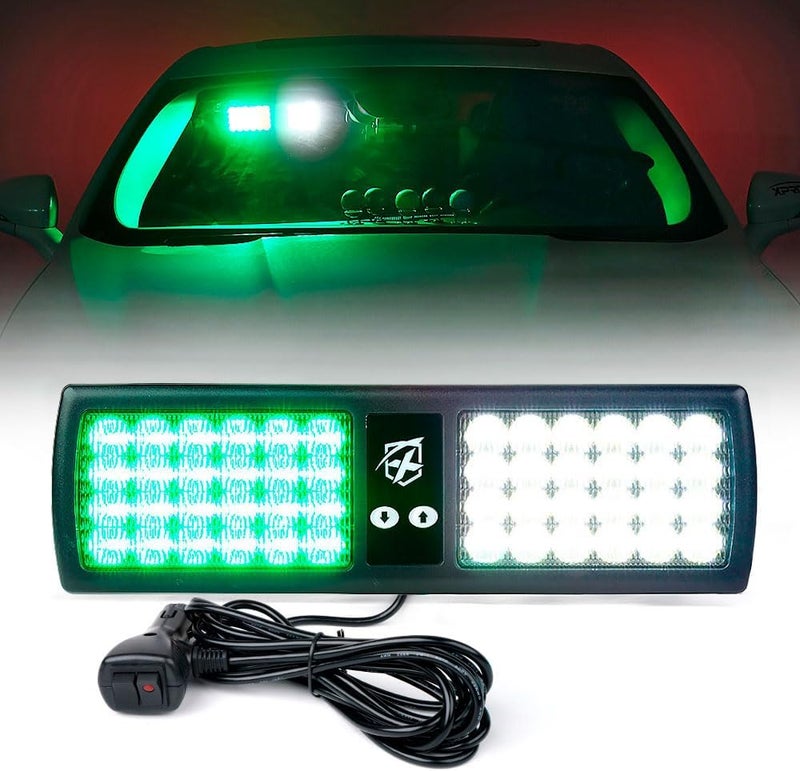 Xprite أضواء التحذير الطارئة المتلألئة 48LED باللون الأبيض والأخضر للسيارات والشاحنات - Image 1